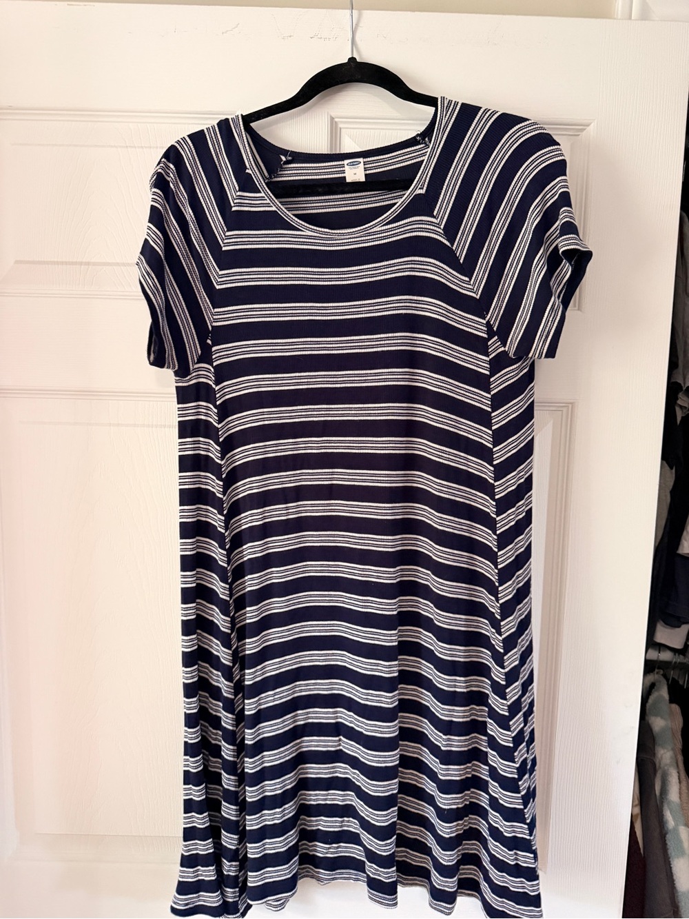 Old Navy Navy and White Striped Midi Dress